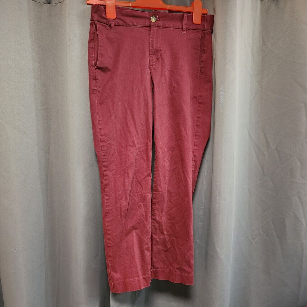 J Crew Women Pants 4 PETITE Chino Stretch Straight Pockets Burgundy